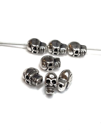 Afbeeldingen van Skull Bead 10x6mm Silver x5