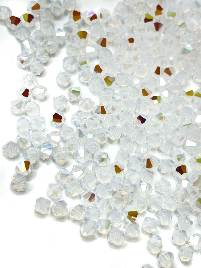 Picture of Preciosa Bead Rondell 4mm White Opal Glitter x100
