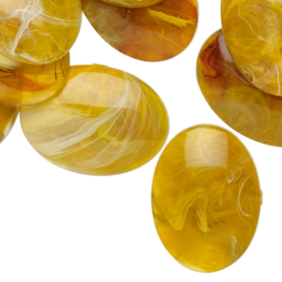 Picture of Vintage Cabochon Acrylic 25x18mm Light Honey x1