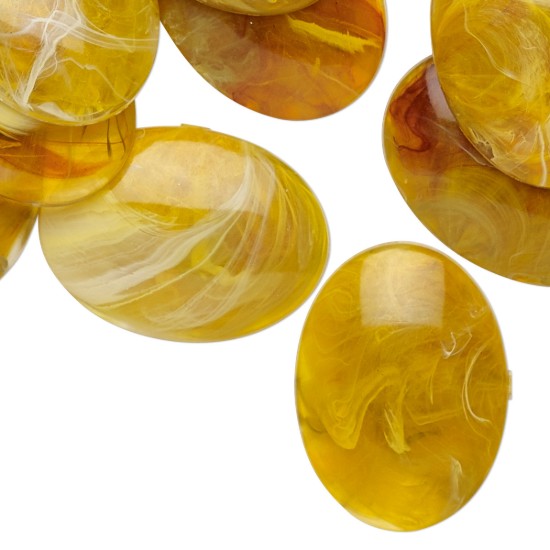 Picture of Vintage Cabochon Acrylic 25x18mm oval Light Honey x1