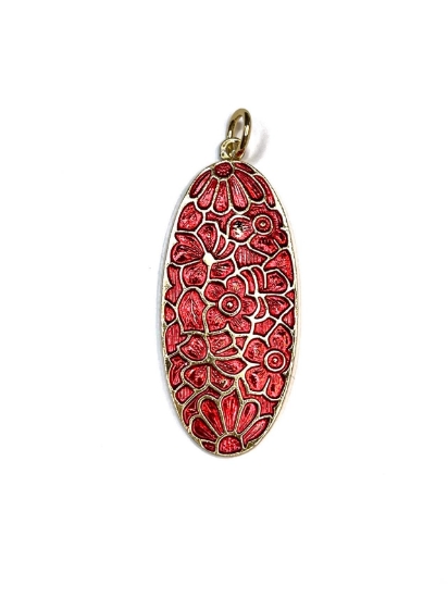 Picture of Vintage Bohemian Pendant 40x18mm oval Red x1