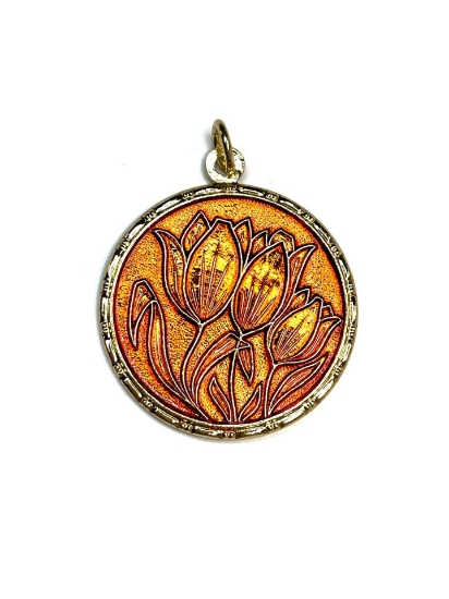 Picture of Vintage Bohemian Pendant 32mm "Tulips" Orange x1