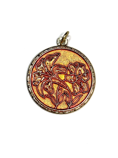 Picture of Vintage Bohemian Pendant 32mm "Lilies' Orange x1