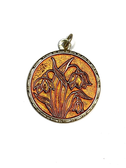 Picture of Vintage Bohemian Pendant 32mm "Galanthus" Orange x1
