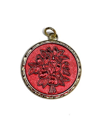 Picture of Vintage Bohemian Pendant 32mm "Bouquet" Red x1