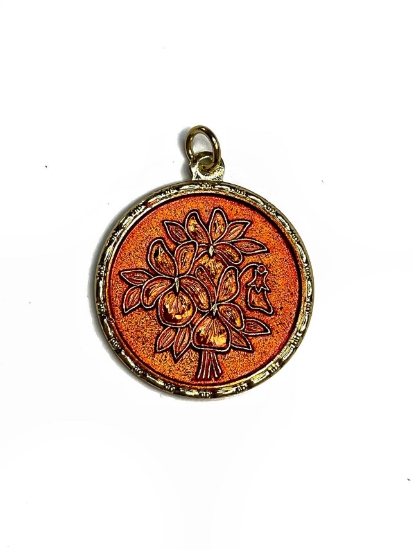 Picture of Vintage Bohemian Pendant 32mm "Bouquet" Orange x1