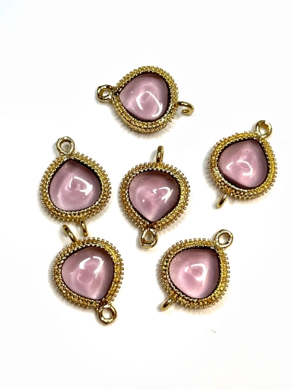 Picture of Connector Glass  Amethyst 12mm Gold Tone x1