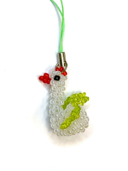 Picture of Zipper pull Beaded Swan White x1
