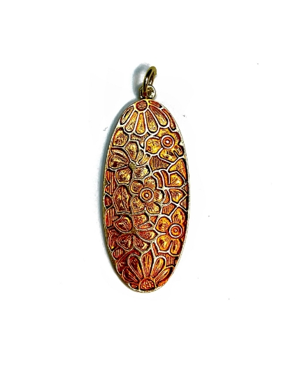 Picture of Vintage Bohemian Pendant 40x18mm oval Orange x1