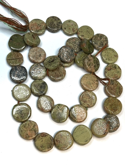 Picture of Unakite bead 10mm flat round  x36cm