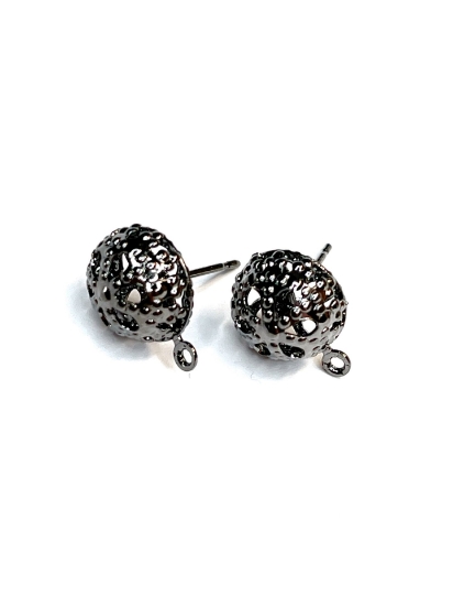 Picture of Post Filigree half ball 10mm w/ Loop  Gunmetal x2