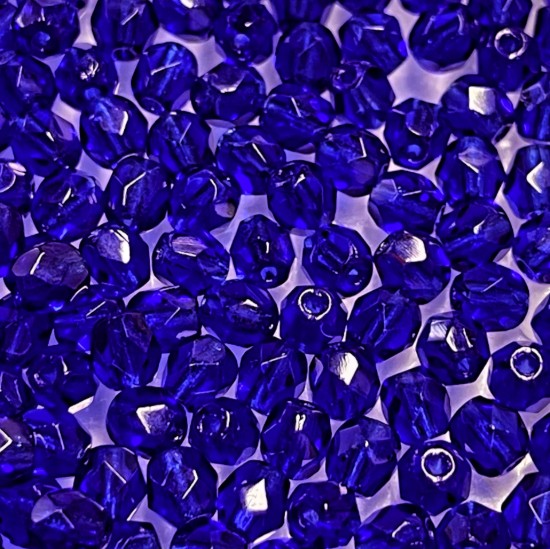Image de Fire-Polished Glass bead 4mm Royal Blue x100