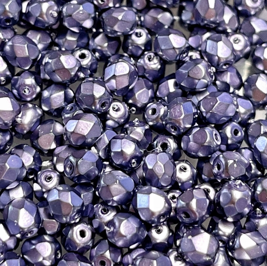 Picture of Fire-Polished 4mm Jet Heavy Metal Persian Blue x100