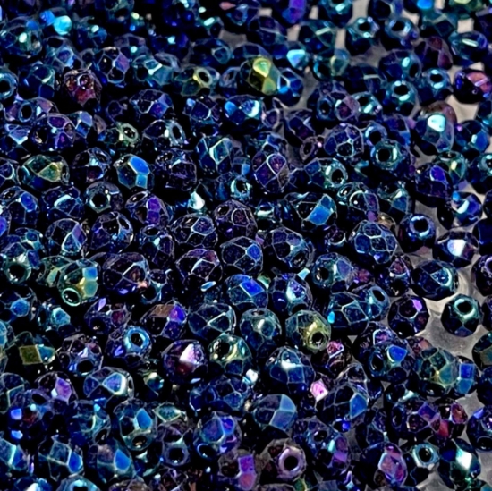 Picture of Fire-Polished 3mm Jet Blue Iris x100