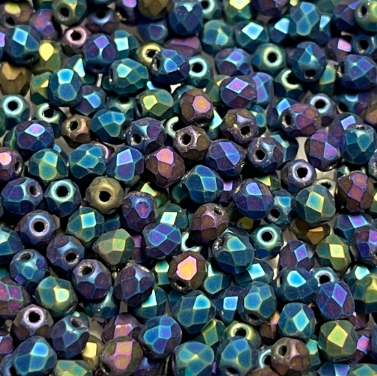 Picture of Fire-Polished 3mm Jet Blue Iris Mat x100