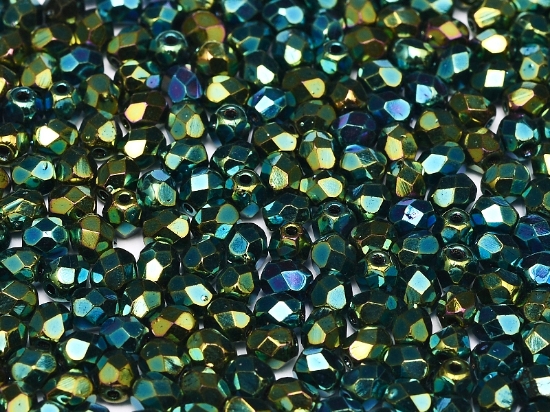 Picture of Fire-Polished 4mm Jet Green Iris x100