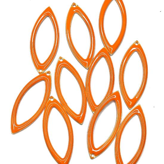Picture of Candy Epoxy open marquise pendant 35x14mm Orange x1