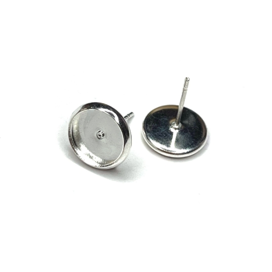 Picture of Ear stud setting 8mm round Silver x10