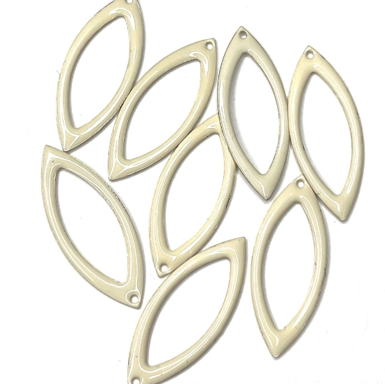 Picture of Candy Epoxy open marquise pendant 35x14mm White x1