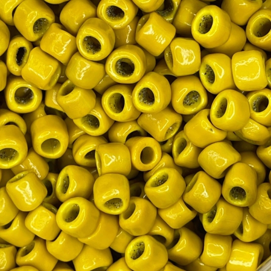 Picture of Vintage Venetian Glass Crow Beads 6x9mm Yellow x20 
