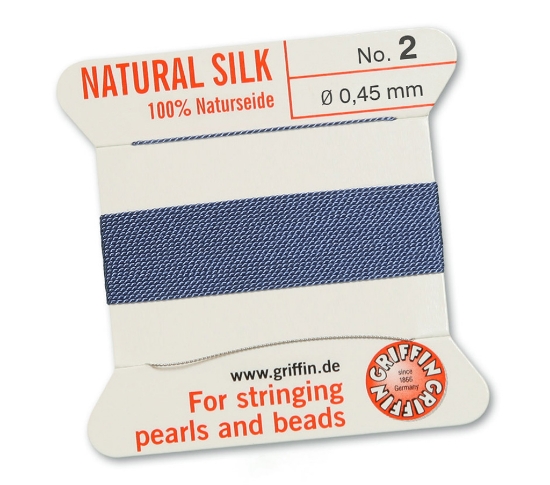 Picture of Griffin Silk Beading Cord & Needle size #2 - 0,45mm Blue x2m