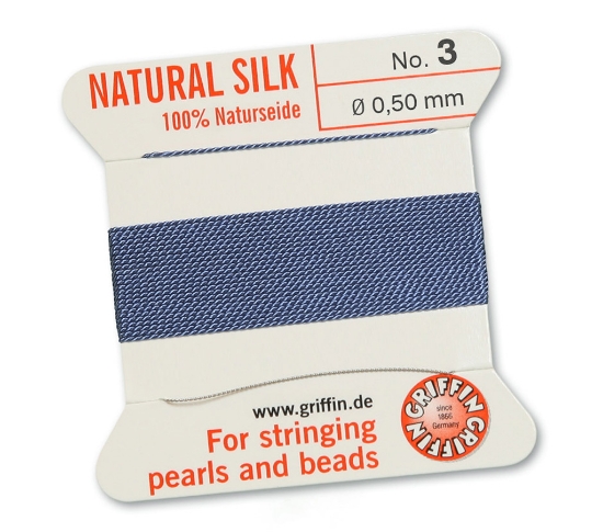 Picture of Griffin Silk Beading Cord & Needle size #3 - 0,50mm Blue x2m