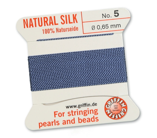 Picture of Griffin Silk Beading Cord & Needle size #5 - 0,65mm Blue x2m