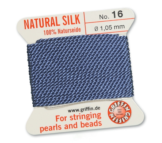 Picture of Griffin Silk Beading Cord & Needle size #16 - 1,05mm Blue x2m