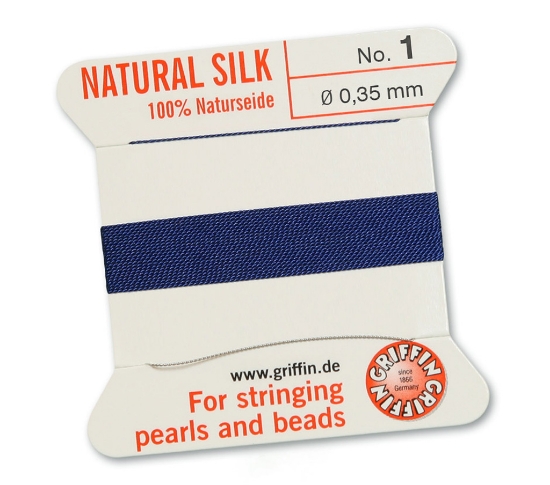 Picture of Griffin Silk Beading Cord & Needle size #1 - 0,35mm Dark Blue x2m