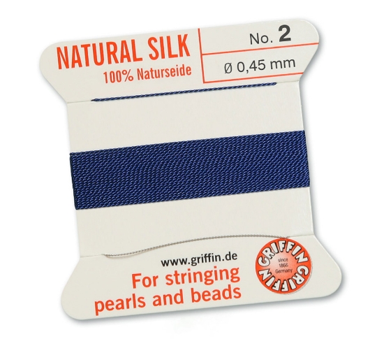 Picture of Griffin Silk Beading Cord & Needle size #2 - 0,45mm Dark Blue x2m