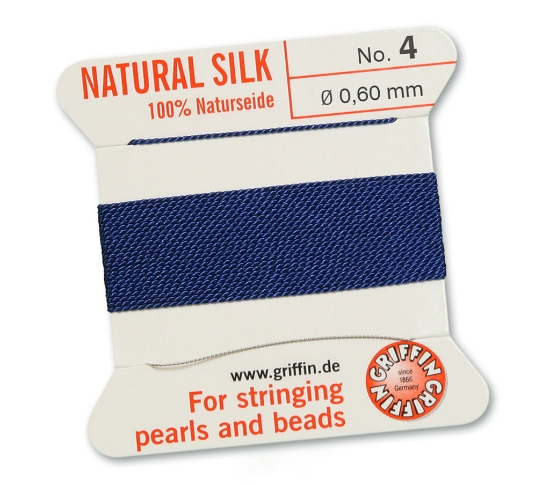 Picture of Griffin Silk Beading Cord & Needle size #4 - 0,60mm Dark Blue x2m