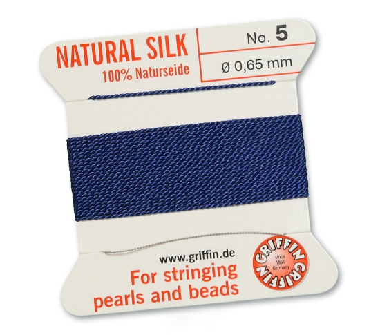 Picture of Griffin Silk Beading Cord & Needle size #5 - 0,65mm Dark Blue x2m