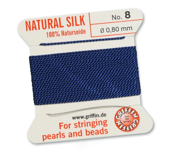 Picture of Griffin Silk Beading Cord & Needle size #10 - 0,90mm Dark Blue x2m
