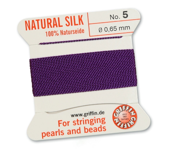 Picture of Griffin Silk Beading Cord & Needle size #5 - 0,65mm Amethyst x2m