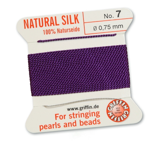 Picture of Griffin Silk Beading Cord & Needle size #7 - 0.75mm Amethyst x2m