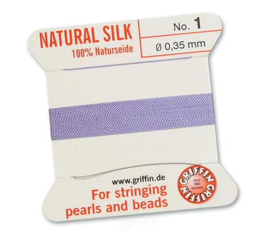 Picture of Griffin Silk Beading Cord & Needle size #1 - 0,35mm Lilac x2m 