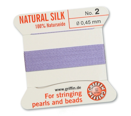 Picture of Griffin Silk Beading Cord & Needle size #2 - 0,45mm Lilac x2m