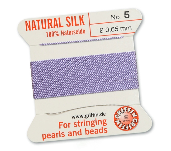 Picture of Griffin Silk Beading Cord & Needle size #5 - 0,65mm Lilac x2m