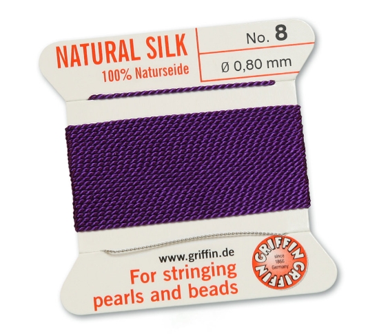 Picture of Griffin Silk Beading Cord & Needle size #8 - 0.80mm Amethyst x2m