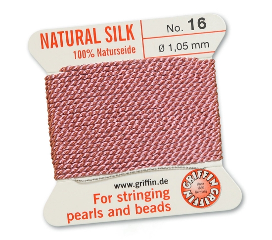 Picture of Griffin Silk Beading Cord & Needle size #16 - 1,05mm Dark Pink x2m