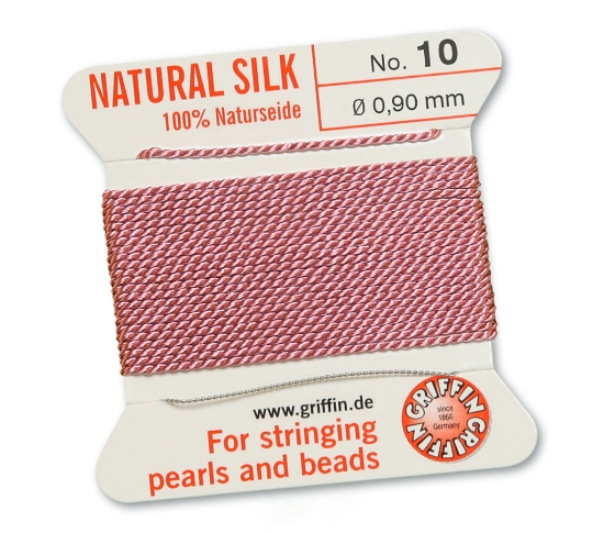 Picture of Griffin Silk Beading Cord & Needle size #10 - 0,90mm Dark Pink x2m