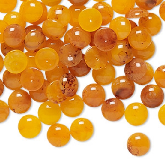 Picture of Vintage Cabochon Acrylic 7mm Marbled Golden Yellow x10