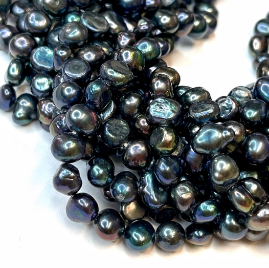 Picture of Pearl Freshwater Baroque 6x5mm-7x6mm Peacock x36cm
