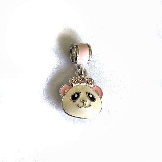Picture of 925 Silver Charm Panda w/strass 20mm enamel x1