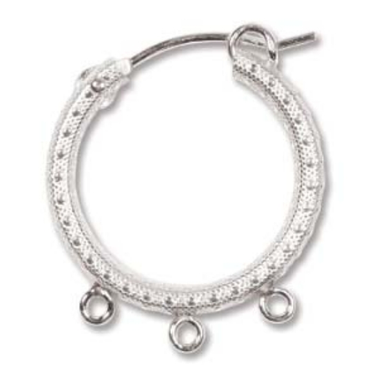 Picture of 925 Silver Earring Hoop 18mm w/ 3 rings x2