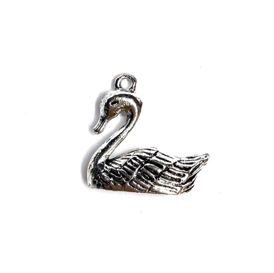 Image de Charm "Bruges Swan" 22x19mm Antiqued Silver x10