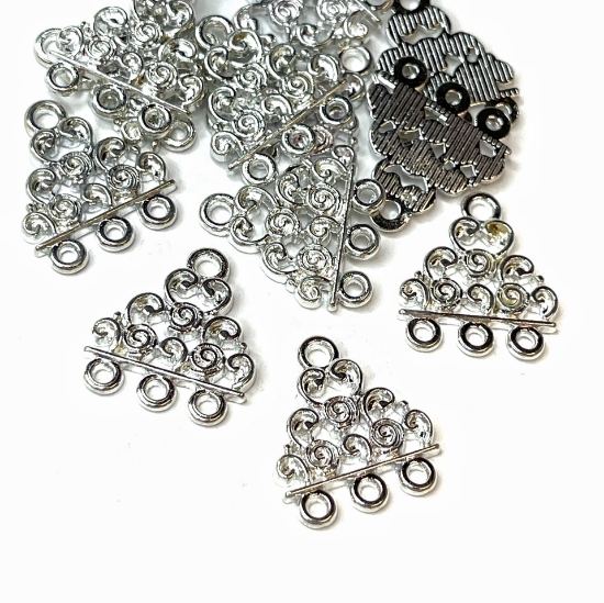 Picture of Component 18x17mm triangle w/ 3 Loops Silver x10