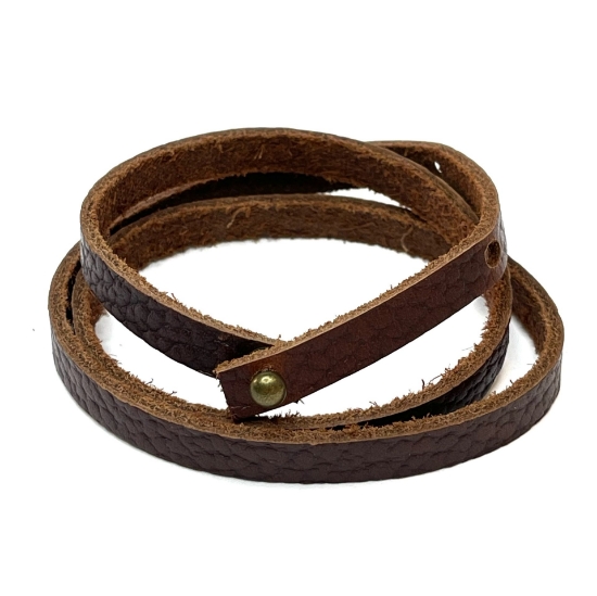 Picture of Flat Leather Wrap Bracelet 8mm Brown x60cm