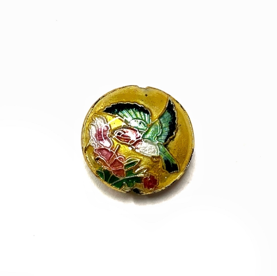 Picture of Cloisonné Bead Colibri 19mm Gold x1