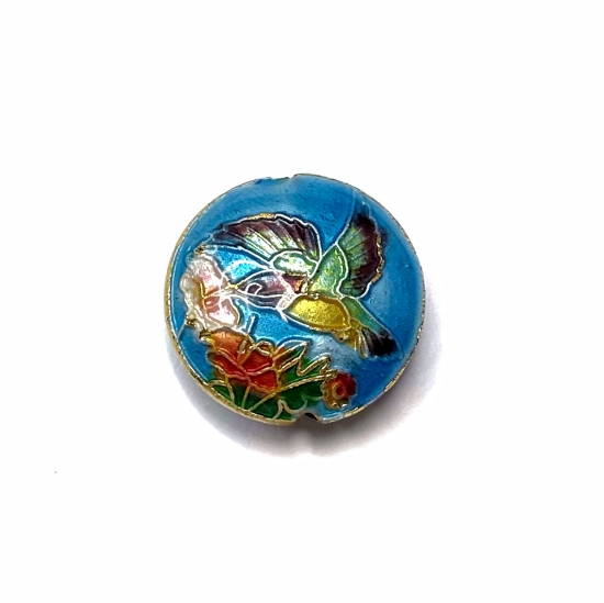 Picture of Cloisonné Bead Colibri 19mm Blue x1
